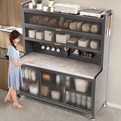 Snow Mountain Slate Kitchen Storage Rack, Sideboard Storage, Floor-Standing Multi-Layer Microwave Oven, Multi-Functional Storage Cupboard