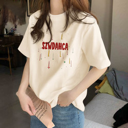 Milk-Colored Pure Cotton Short-Sleeve T-Shirt for Women, Summer 2025 New Style, This Year's Hot-Selling Women's Clothing, Super Popular, Age-Reducing, Loose Top