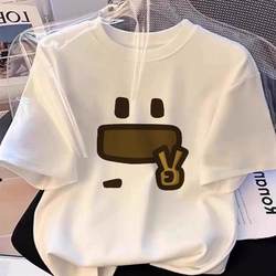 White Pure Cotton Short-Sleeve T-Shirt for Women, 2026 New Summer Loose Solid Color Base Shirt, Basic Round Neck Top