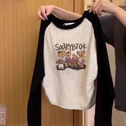 Pure Cotton Raglan Long-Sleeve T-Shirt for Women, Inner Layer Base Shirt, Early Autumn 2025 New Korean Style Slim-Fit Short Top