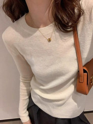 2025 New Spring and Autumn Pure Cotton Long-Sleeve T-Shirt for Women, Winter European Style Trendy Brand Inner Layer Top