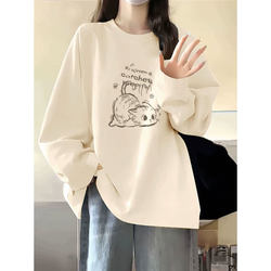 Pure Cotton Long-Sleeved T-Shirt for Women 2025 New Winter Fleece-Lined Inner Layering Shirt Early Autumn Single Wear Plus Size Women's Top