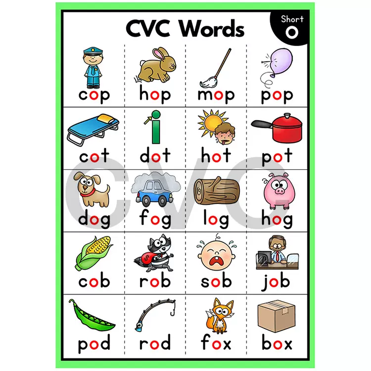 Cvc英語自然拼讀卡片phonics元音英文字母單字海報小學生教材具 Taobao