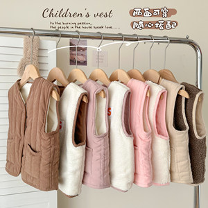 
Toddlers autumn and winter thickened double-sided down cotton vest for boys and girls baby plus velvet spring and autumn vest