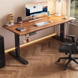 Solid Wood Electric Lifting Table, Smart Computer Desk, Liftable Gaming Desk, Home Study Office Desk, Workbench
