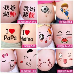 Pregnant belly sticker paper couple pregnant women take pictures, stickers, belly navel net red suitable for set art selfie new belly cute