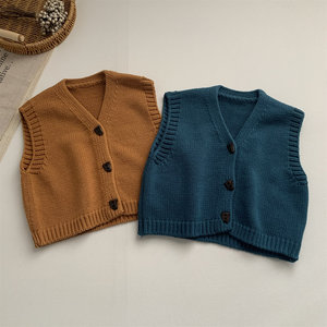 
Naughty girl pure cotton boys' knitted vest spring 2026 new style children's girls baby waistcoat vest Korean version