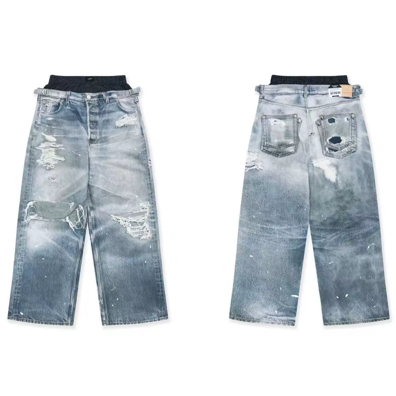 Grailz x KOIN 25ss快闪店联名复古原牛刺绣廓形伐木牛仔裤韩