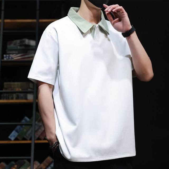 
OBCY fashionable youth men's wear A antibacterial summer casual short-sleeved T-shirt color-blocked lapel POLO shirt P commuting style