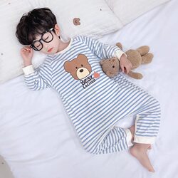 Boys' Pajamas for Spring and Autumn, 2024 New Style One-Piece Sleeping Bag for Infants and Toddlers, Children's Spring One-Piece Loungewear