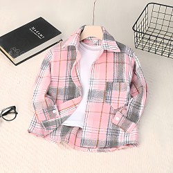 Children's Long-Sleeve Shirt, Spring and Autumn Style, Versatile for School, 2026 Model, Two-Collar Shirt, Casual Jacket for Older Children