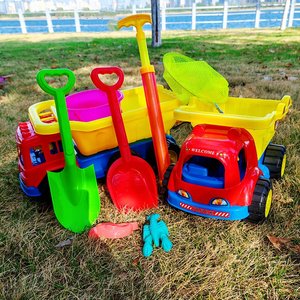 
Children's large ATV six-wheel dump truck four-wheel sand truck sliding unpowered sand play combination beach