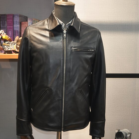 
Qingdao leather jacket new product promotion 1930 pure first layer cowhide leather jacket men's business casual short leather jacket