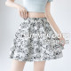 2025 spring and summer white chiffon floral short skirt fashionable and versatile Korean slim A-line short skirt large size cake skirt
