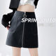 Black skirt for women in spring and autumn 2024 new fashionable temperament high waist zippered a-line skirt hip PU leather short skirt