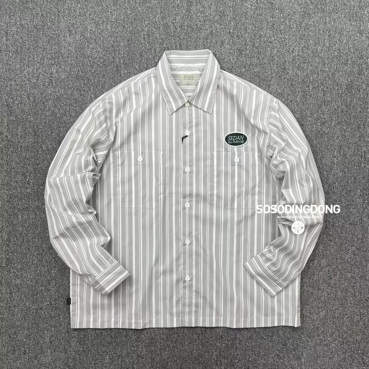 现货SEDAN ALL-PURPOSE OVAL LOGO WORK日本制条纹长袖衬衫23aw-Taobao