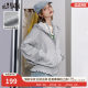 Fairy pocket grey embroidered silver hooded sweatshirt coat for women 2025 early spring outfit new lazy style
