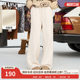 Fairy's Pocket Loose White Wide Leg Pants Women's 2024 Winter New Style Drape Loose Velvet Casual Pants