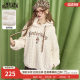 Fairy's Pocket off-white embroidered imitation plush hooded sweatshirt for women 2024 winter new style lazy style casual top