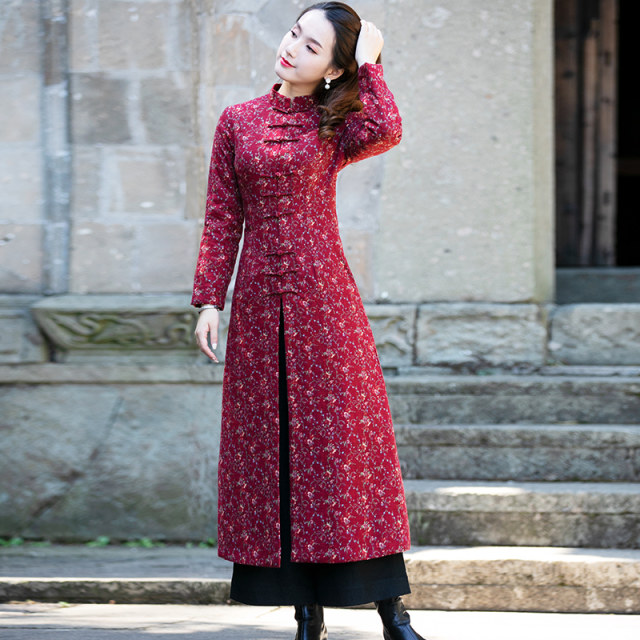 款 冬 Winter thickened New Year's festive cotton cotton coat Mom style jacket cotton coat ethnic style women's winter
