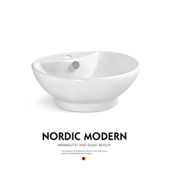 Scandinavian Creative Countertop Wash Basin Single Basin Household Wash Basin with Faucet Hole Popular Round Basin Wash Basin Single Basin