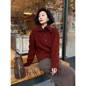 
BUWANJUST high-quality full-grade sheep wool thickened three-dimensional twist turtleneck sweater jacket B2565