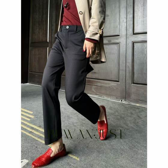 
BUWANJUST [Vertical Black Pants] Variety Slim Pencil Pants Straight Small Feet Pencil Pants B2062