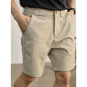 
LUUD light luxury retro fitting small straight shorts men's summer clothing versatile semi-elastic waist pants three-dimensional medium pants