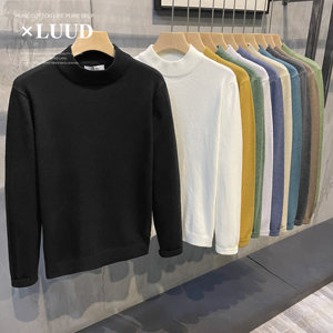 Luud winter black half -high and small stand -up knitted wool shirt Korean versatile slimming bottoming
