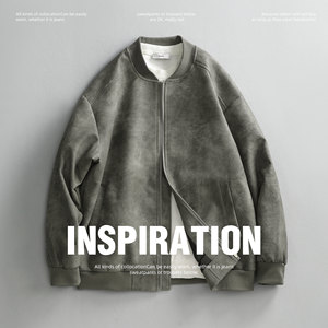 Luud tide brand Merida Handsome Pu leather jacket Men's short motorcycle clothing baseball leather jacket
