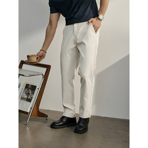 
LUUD men's anti-wrinkle, iron-free casual trousers, summer business commuting versatile suit trousers, semi-elastic straight trousers