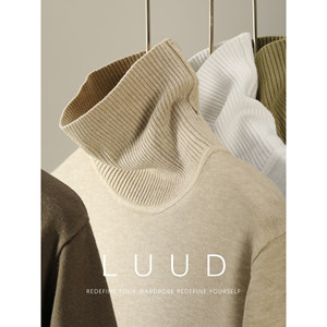 
LUUD Morandi color modal turtleneck sweater with men's slim warm knitted base shirt winter