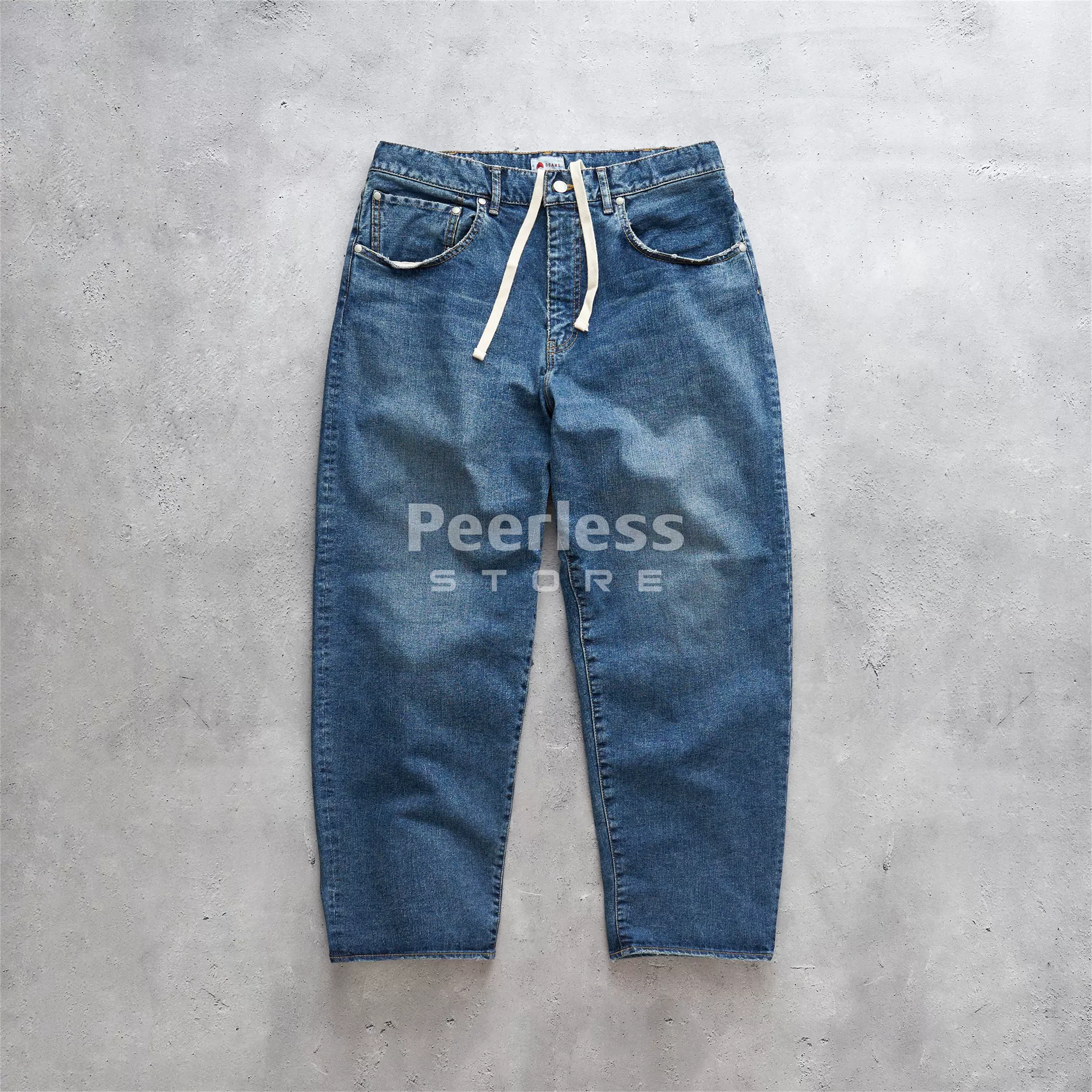 現貨 BEAMS JAPAN MONSTER DENIM日本製五袋小紅繩錐形牛仔褲23aw-Taobao