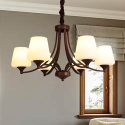 American-Style Mid-Century Retro European Wrought Iron Simple Chandelier Living Room Dining Room Bedroom Lighting Rural Self-Built House Hall Light Ly