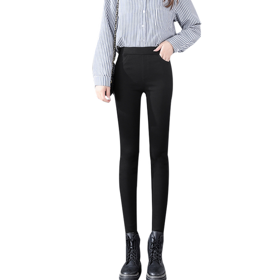 Loose waist, small feet pants spring and autumn 8 minutes small leggings 150cm outside wearing magic pencil pants tight black pants
