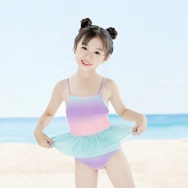 2025 new children, girls, infant baby suspended gauze skirt small princess swimwear swimwear summer bikini
