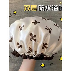 Double-Layer Shower Cap for Women, Waterproof for Bathing, Kitchen Oil-Proof Head Cover, Special Shower Cap for Girls' Hair Drying Mask