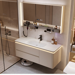 2025 New Modern Minimalist Sintered Stone Integrated Basin Bathroom Vanity Sink Basin Bathroom Cabinet Set