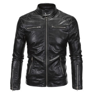 Beckham's same stand -up collar leather coat European and American slim young young handsome motorcycle tide male PU leather jacket jacket
