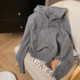 Xiao C home gray hooded long-sleeved cashmere sweater jacket for women 2025 spring and autumn new fashion pullover sweater knitted sweater
