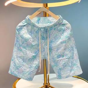 
Hot contrasting beach shorts trendy brand handsome casual five-point pants 2025 summer new men's loose medium pants