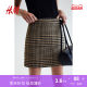 HM women's skirt summer fashionable high waist A-line slim mini plaid skirt 1245508
