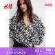 HM women's shirt summer print oversized bottoming shirt lantern long-sleeved top 1257114
