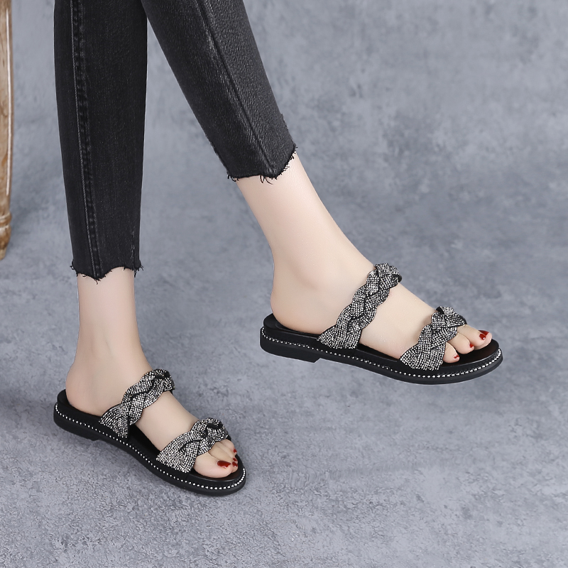 C8327 1520K Giày Dép Sandal Nữ Jiarela Gắn Đá Đế Mềm Mùa Hè Trung Niên Giày Dép Nữ G04 Sản Phẩm Mới