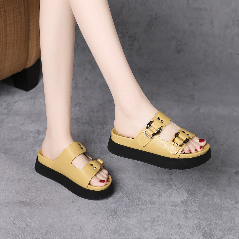 C8275 1620K Giày Dép Sandal Nữ Jiarela Đế Mềm Mùa Hè Đế Cao Giày Dép Nữ Da Bò G05 Sản Phẩm Mới