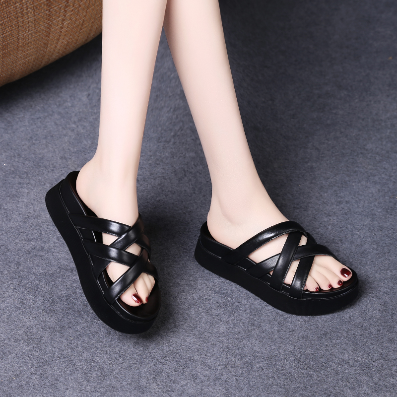 C8326 1620K Giày Dép Sandal Nữ Jiarela Đế Mềm Mùa Hè Đế Cao Giày Dép Nữ Da Bò G05 Sản Phẩm Mới