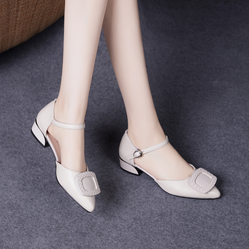 C8324 1520K Giày Dép Sandal Nữ Jiarela Mũi Nhọn Đế Mềm Mùa Hè Giày Dép Nữ Da Bò G04 Sản Phẩm Mới