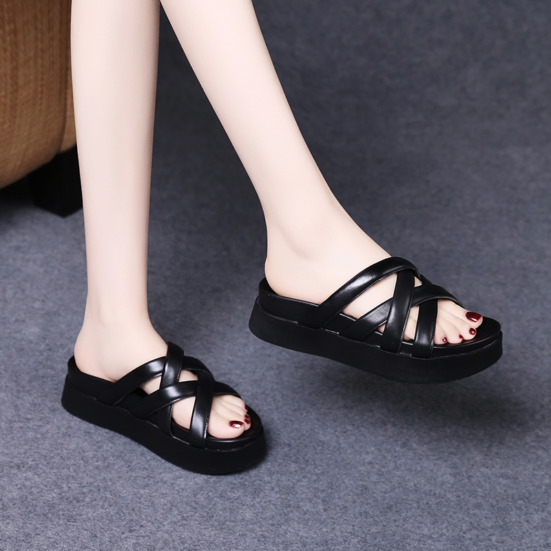 C8326 1620K Giày Dép Sandal Nữ Jiarela Đế Mềm Mùa Hè Đế Cao Giày Dép Nữ Da Bò G05 Sản Phẩm Mới