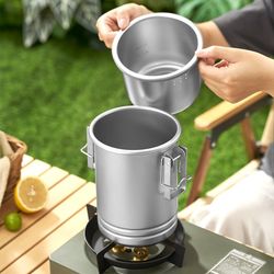 304 stainless steel outdoor steaming pot multi-functional cooking rice camping steaming pot folding portable cooking utensils