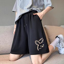 Women's Summer Thin Cotton Casual Loose High-Waisted Slimming Outdoor Running Student Wide-Leg Shorts